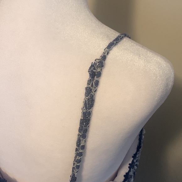 NSR Prairie WHITE & BLUE Floral LACE Tea Party MIDI DRESS - Picture 6 of 10